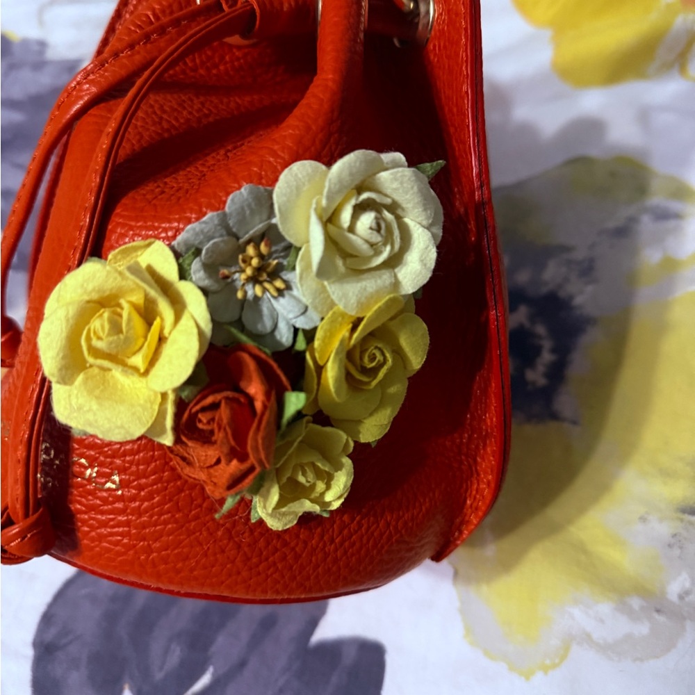 Ana Paola Orange Leather Tote Bag